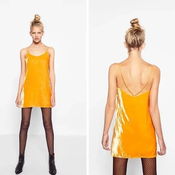 Zara Trafaluc Crushed Velvet Mini Dress - Picture 2 of 5